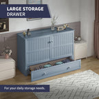 ijuicy Murphy Cube Bed Queen with Memory Foam Mattress-Grayish Blue | USB Charging, Extra Large Drawers, Side Storage for Guests/Room