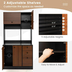 Giantex Kitchen Pantry, Buffet Hutch with 3 Storage Cabinet, 71'' Floor Large Cupboard with 3 Deep Drawers, Wide Countertop, Adjustable Shelves, Tall Sideboard (Walnut)