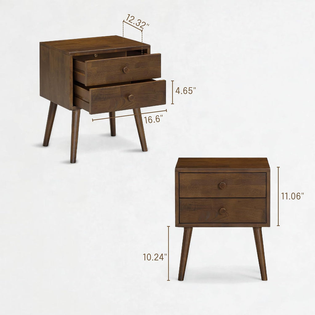 NTC Lux Nightstand with 2 Drawers, Featuring Adaptable Design, 150 lbs Load Capacity, Water-Resistant, Elevate Your Space, Easy Assembly - Dark Walnut