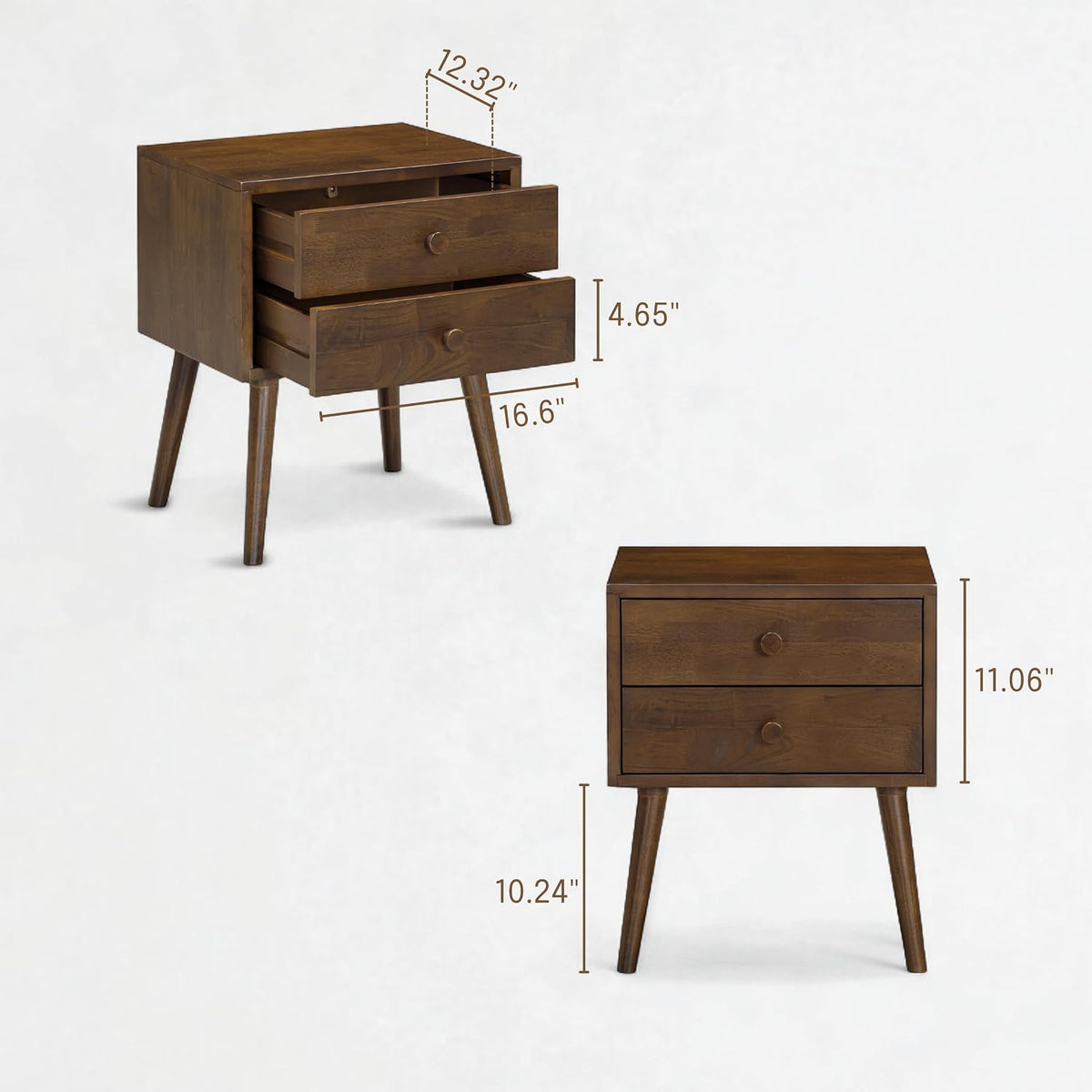 NTC Lux Nightstand with 2 Drawers, Featuring Adaptable Design, 150 lbs Load Capacity, Water-Resistant, Elevate Your Space, Easy Assembly - Dark Walnut