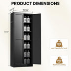 Kitchen Pantry Cabinet, 72" Tall Black Metal Storage Cabinet, Kitchen Storage with 2 Doors and 5 Adjustable Shelves, Freestanding Cupboard for Living, Dining Room and Bathroom,Assemble Required