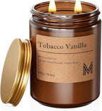 M&SENSE Tobacco Vanilla Home Scented Candle | 19.4oz, 115-Hour Burn | Natural Organic Soy Wax | Long-Lasting for Stress Relief and Gifting | for Bedroom，Relaxing SPA，Office