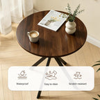 31.5" Round Dining Table and Chairs Set for 2, Small Dining Table Chairs Set Space-Saving, Small Dinette Sets for 2 for Kitchen Dining Room Apartment(Walnut Table + Brown Chairs)
