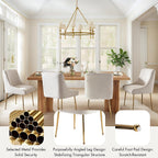 Hyfirm Modern White Dining Room Chairs Set of 2, Upholstered Velvet Dining Chair with Gold Metal Legs Accent Side Chairs for Living Room Kitchen