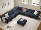 Cloud Sectional Couches for Living Room,Modular Sectional Sofa,Blue | Extra Deep 8 Seater,Mid Century Modern Oversized Couches With Ottoman,Solid Wood Leg,Large Sofa for Big Space,Office