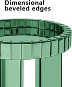SHYFOY Green Mirrored End Table, 23" H Round Glass Side Table with Three Legs, Modern Accent Table for Living Room, Bedroom, or Entryway