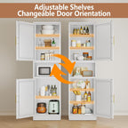 Tokawa 67” Tall Slim Storage Cabinet, 12 Inch Deep x 16 Inch Wide Metal Pantry with Open Middle Shelf, Narrow Kitchen Utility Cabinet with Gold Handles, White