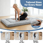 DUMOS Japanese Floor Mattress Twin Size, 4" Thick Futon Mattress, Gray | Tatami Mat Sleeping Pad, Removable Cover, Portable Roll Up Floor Lounger Bed, for Guest, Dormitory, Camping and Travel