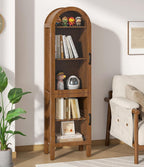 Lxsxlome 64'' Arched Display Cabinet with Acrylic Glass Doors, Walnut