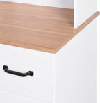 Kitchen Pantry Storage Cabinet with Framed Glass Doors and Drawer, Microwave Stand with Adjustable Shelves, Freestanding Cupboard for Kitchen, Dining Room or Apartment