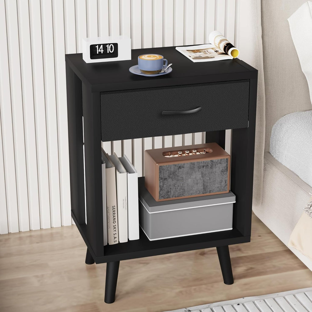 GYIIYUO 24" H Nightstands Set of 2 with Fabric Drawer, Black