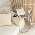 Round End Table, Side Table for Living Room, Small Spaces, Modern White Nightstand, Suitable for Bedroom, Living Room and Balcony(Clear)
