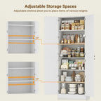 Cyclysio 80" Kitchen Pantry with 4 Soft Close Doors, Seamless Fit Wall | Extra Tall Arch Storage Cabinet with Adjustable Shelves, Freestanding Wood Cupboard for Dining Living Room Bathroom Furniture