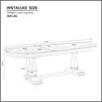 Mid-Century Modern Wooden Dining Table Extendable Oval Dining Table with 18" Leaf and Heavy Duty Column Legs, 76-inch Oversized Oval Wood Diningtable