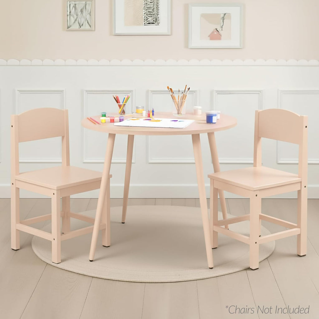 Best Choice Products Round 35.5in Dining Table for 4 w/Sturdy Wood Finish Steel Legs, Mid Century Modern, Space-Saving, Small Space Circle Dinette for Home, Kitchen, Apartment - Pink
