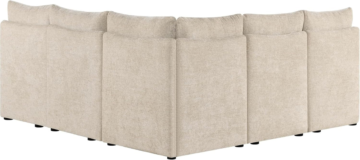 CHITA Breakfast Nook Bench with Storage, Upholstered Dining Bench with Back, Corner Kitchen & Dining Banquette Seating Nook, Dining Settee, L Shaped 5 Seats, Fabric in Khaki