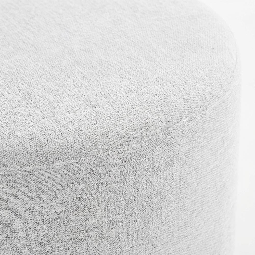 Gray 23" Round Woven Heathered Fabric Upholstered Ottoman, Outdoor Sitting Surface, Durable, Weather-Resistant, Comfortable