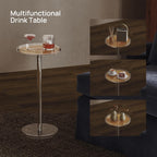 HMYHUM Acrylic Rattan Drink Table for Small Spaces, 11.8'' L x 11.8'' L x 24'' H, Round Coffee Martini Drink Side Table with Pedestal for Living Room, Corners, Sofa, Clear, Easy Assembly