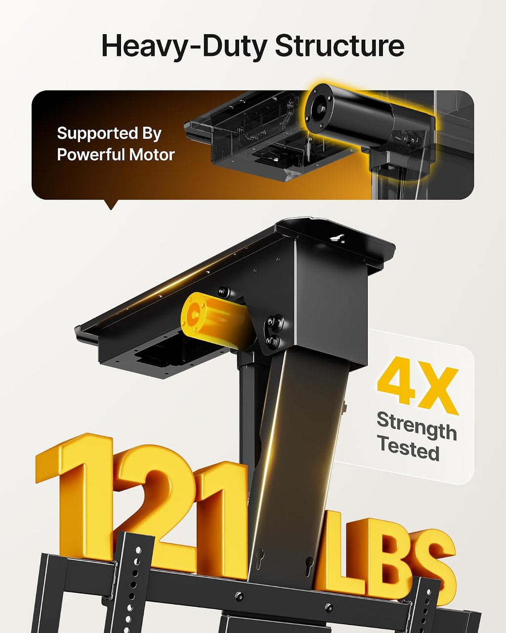 monTEK Motorized Ceiling TV Mount for 32-75 Inch TVs, Holds up to 121 lb | Lower VESA fit helps avoid ceiling contact; electric flip-down, remote/app/voice, max VESA 600x400 mm, flat/pitched ceilings