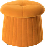 Fabulaxe Modern Tufted Velvet Mushroom Shape Storage Ottoman Storage Stool Trunk, Mustard Yellow