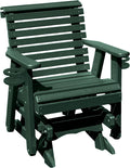 Amish Craftsmanship Made in USA 2FT Heavy Duty Poly Lumber Wood Porch Glider Premium Colors HDPE with No wood fibers Lancaster Series Rollback design 500 lbs Limit With Cupholders Solid-Green
