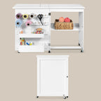 Crutello Sewing Table and Folding Craft Table with Storage for Adults - 46 inch Fold Out Grid Top Crafting Desk for Fabric Cutting, Quilting & Hobby