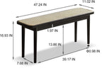 GDFStudio 47.24" Solid Oak Wood Dining Bench with Handwoven Rattan Seat, Modern Mid-Century Entryway Bench, End of Bed Bench for Bedroom Living Room, Black