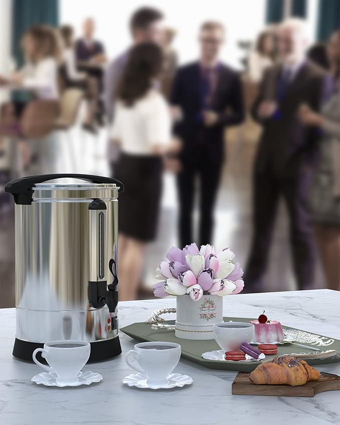 Coffee Urn 100 Cup, Stainless Steel Commercial Coffee Maker 14L/3.7 Gal Electric Hot Beverage Dispenser Large Hot Water Dispenser Coffee Dispenser Hot Water Urn For Business, Catering, Party