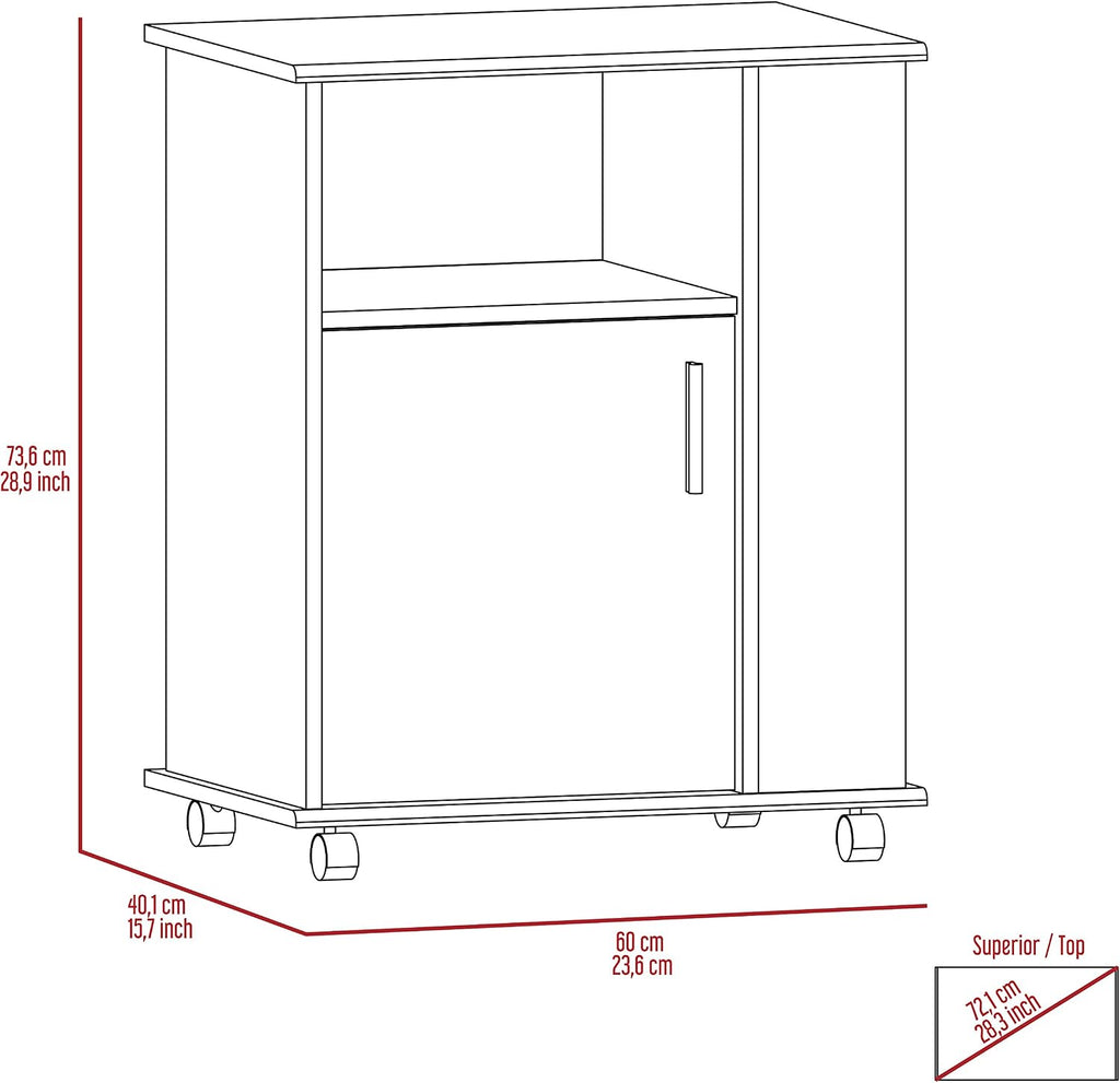 White Single Door Microwave Cabinet with 3 Side Shelves