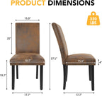Dining Chairs Set of 4, Vintage Brown Kitchen Chairs with Nailhead Trim | Comfy Padded Parsons Chairs with Solid Wood Legs, Suitable for Dining Room, Kitchen, Restaurant