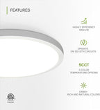 ASD LED 24" Round Flush Mount Ceiling Light Fixture, Low Profile Surface Lighting | 5CCT, Dimmable, Ultra-Thin, ETL Listed | 38W 2700LM 2700-6000K 100-277V | Kitchen, Hallway Lamp | White, 2 Pack
