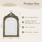 Cuspin Arched 5x7 Picture Frame Vintage Gold Frames, Bronze 5 by 7 Arched Picture Frame Hand-Crafted Resin with Glass Front Ornate Retro Antique Photo Frames for Wall and Tabletop Display Home Decor