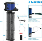 TARARIUM Fish Tank Filter Powerful 400GPH for 75-200 Gallon Large Aquarium Small Pond Fountain, Wave-Maker Submersible Water Pump Turtle Tank Filter for Saltwater & Freshwater System