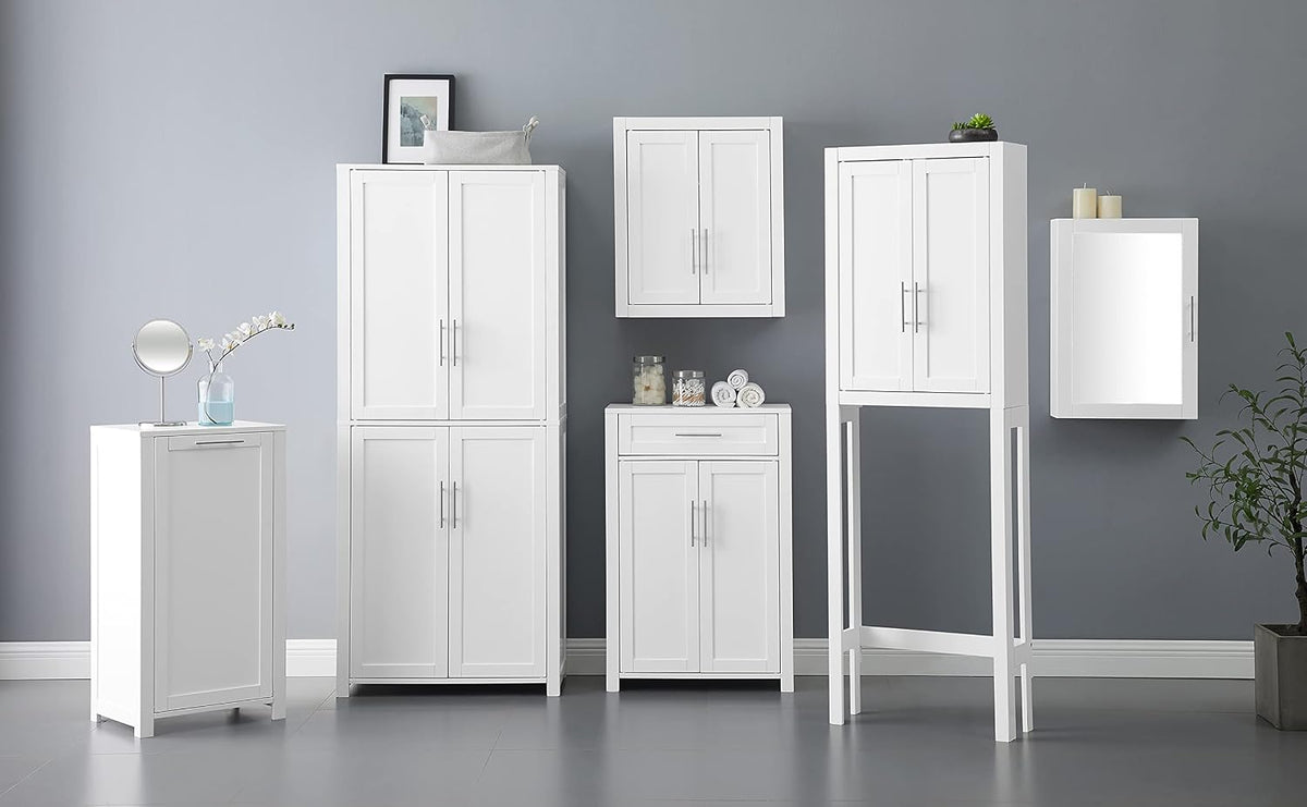 Crosley Furniture Savannah 2-Piece Pantry Storage Cabinet Set with Shelves, Kitchen, Dining, or Laundry Room, White