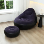 Plush Inflatable Sofa with Foot Pedals, Japanese Lazy Sofa, Thick Seat Cushion, Tatami Style (Orange)
