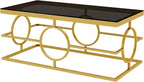 Glass Nesting Coffee Table Set with Metal Frame & Glam Design, Gold & Black | Modern Round Cocktail Center Table with Tempered Glass, Luxury for Living Room & Home Decor