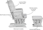 Suite Bebe Carson Glider and Ottoman in White Wood and Oyster Gray Fabric