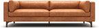 Valencia Mary Leather Couch 93" | Top Grain Nappa 11000 Leather Wide Seat, Solid Wood Frame, Plush Cushioning, Top-Stitched French Seams, Saddle Tan