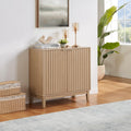 Modern Fluted Accent Credenza - Sideboard Buffet Cabinet with Doors & Adjustable Shelves, Multi-Functional Storage Cabinet for Living Room, Dining Room, Hallway & Entryway (Natural Ash)