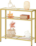 HOOBRO 29.5" Narrow Console Table, 3-Tier Tempered Glass Sofa Table | Modern Entryway Table, for Entrance, Living Room, Foyer, Hallway Bedroom, Gold GD21XG01G1