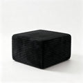 28 Inch Corduroy Square Ottoman Foot Rest, Modular Cloud Sofa Cube Pouf, 250LBS No Assembly Foot Stool for Living Room (Black, 25.7" D x 28" W x 15.7" H)