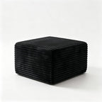 28 Inch Corduroy Square Ottoman Foot Rest, Modular Cloud Sofa Cube Pouf, 250LBS No Assembly Foot Stool for Living Room (Black, 25.7" D x 28" W x 15.7" H)
