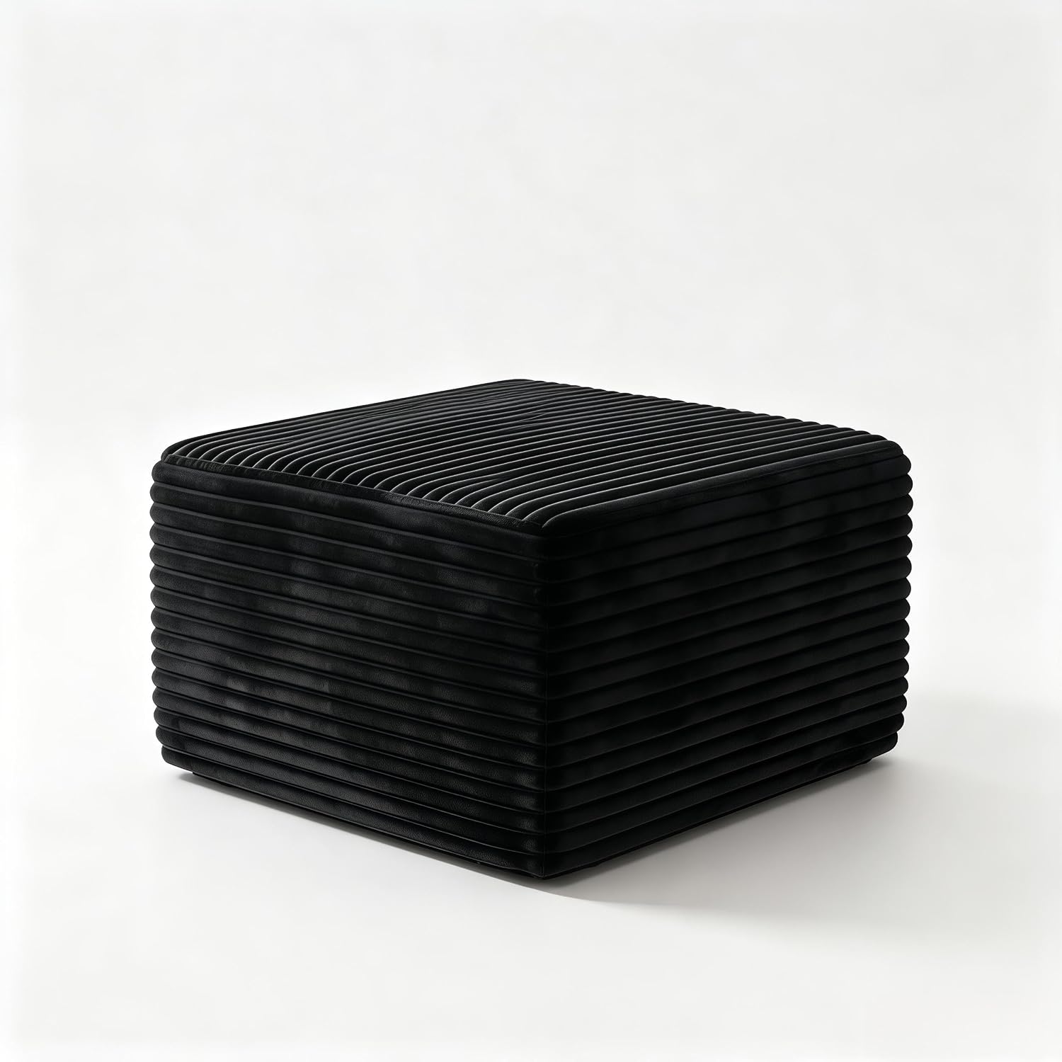 28 Inch Corduroy Square Ottoman Foot Rest, Modular Cloud Sofa Cube Pouf, 250LBS No Assembly Foot Stool for Living Room (Black, 25.7" D x 28" W x 15.7" H)