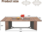 chartustriable Dining Table for 8-10 People,94" Large Modern Kitchen Table W/Built-in Table Runner Design,Brown&Black Industrial Rectangular Dinner Table,Waterproof Wood Table Sturdy Base,280lbs Load
