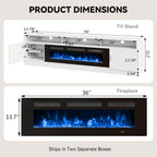 80" Fireplace TV Stand with Power Outlet, Electric Fireplace Entertainment Center with Storage Cabinets, Fits TVs up to 90", TV Console with LED Lights for Living Room, Office, White-Black