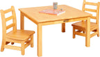 ECR4Kids 30in x 30in Square Hardwood Table with 16in Legs and Two 8in Chairs, Kids Furniture, Honey, 3-Piece | Durable rubberwood, GREENGUARD Gold Certified, ANSI/BIFMA Compliant, 2-3 years, 74 lb seat capacity, classroom & home use