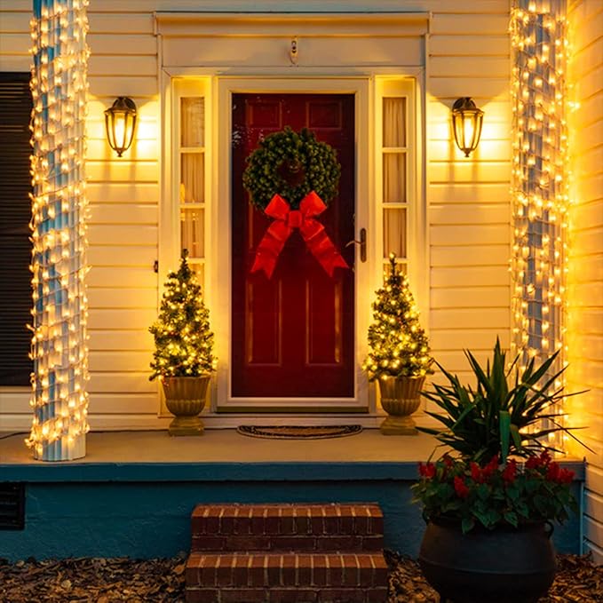 JMEXSUSS Connectable Warm White Christmas Lights Indoor Outdoor, 91.5ft 250 LED Christmas String Lights, 8 Modes Twinkle Fairy String Light Plug in for Tree Party Decoration