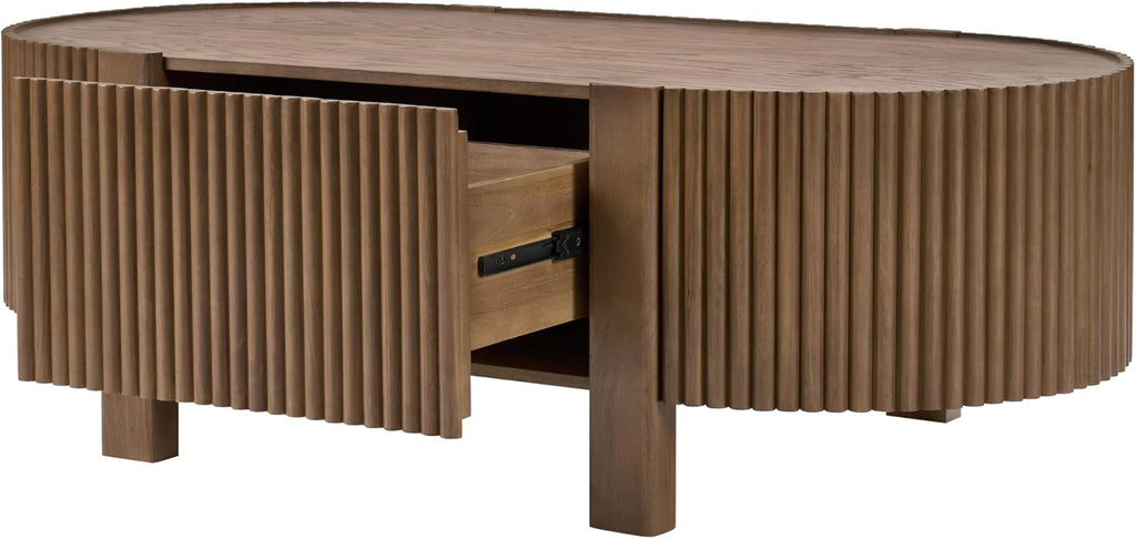 Christopher Knight Home Amano Modern Coffee Table Set of 2, Wooden Round Side Table and Coffee Table Set, Living Room Center Table Set, Walnut