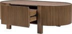 Christopher Knight Home Amano Modern Coffee Table Set of 2, Wooden Round Side Table and Coffee Table Set, Living Room Center Table Set, Walnut