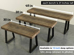 Rustic Revival Reclaimed Barnwood Bench, Solid Wood with Metal Base, Modern Farmhouse Style, 2-Inch Thick Top, for Entryway, Bedroom, Living Room (48x12)
